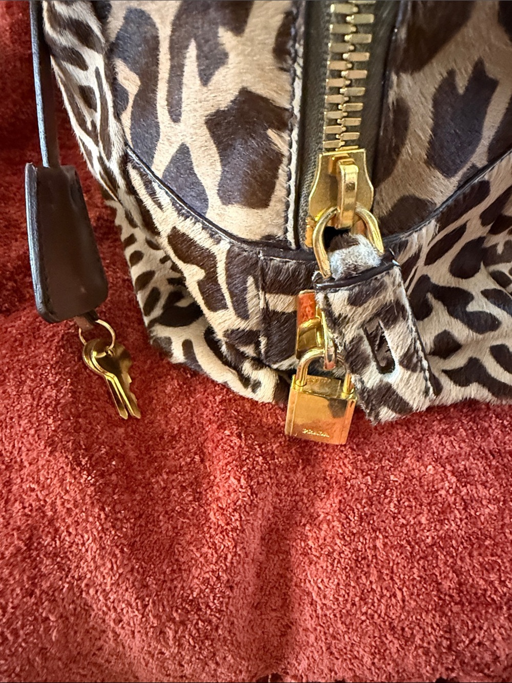 Prada Leopard-Print Calf Hair Top-Handle Satchel in Brown and Cream - Picture 2 of 10